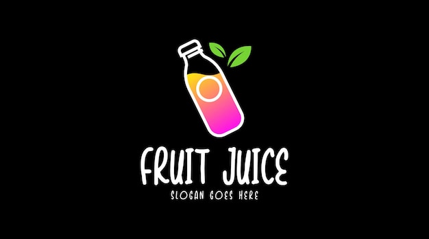 Vector fresh fruit juice drink logo concept isolated in black background