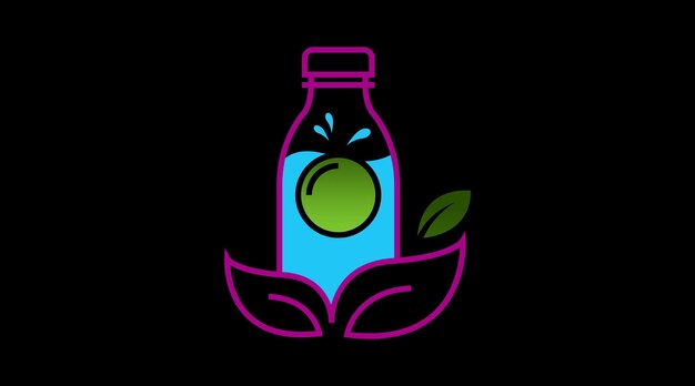 Fresh fruit juice drink logo concept isolated in black background