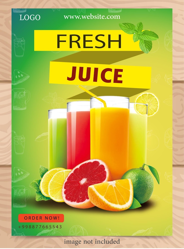 Vector fresh fruit juice shop poster template simple design