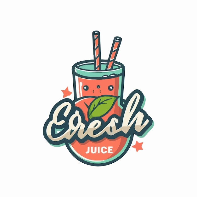 Vector fresh fruit juice typography logo design