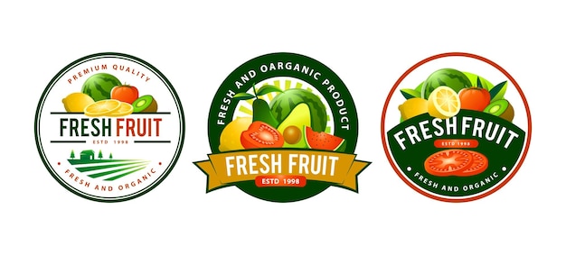 Disegno del modello di logo di frutta fresca