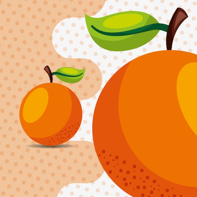 Fresh fruit natural orange on dots background