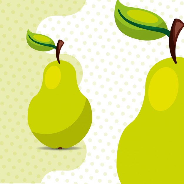 fresh fruit natural pear on dots background