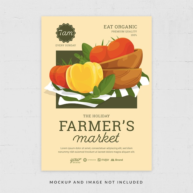 Vector fresh fruit and vegetable harvest farmer's market flyer template in vector v1