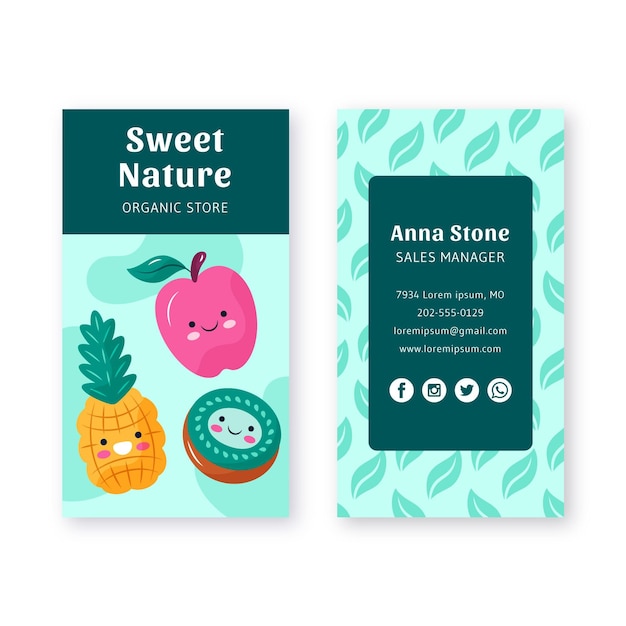 Vector fresh fruits business card template