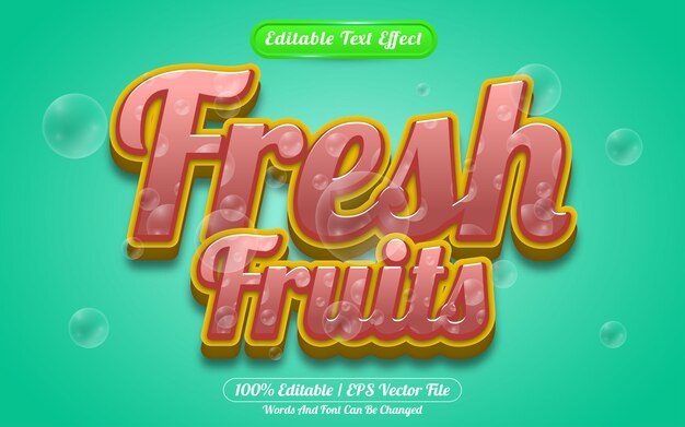 Vector fresh fruits editable text effect liquid style