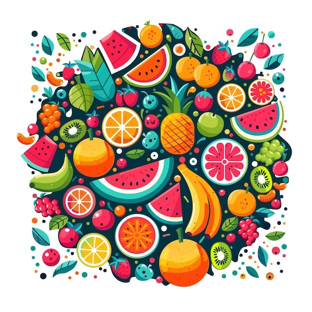 Fresh fruits flat design composition