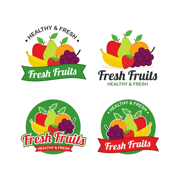 Vettore di progettazione di logo di frutta fresca