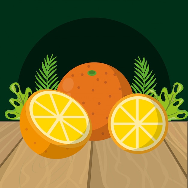 Fresh fruits oranges cartoon