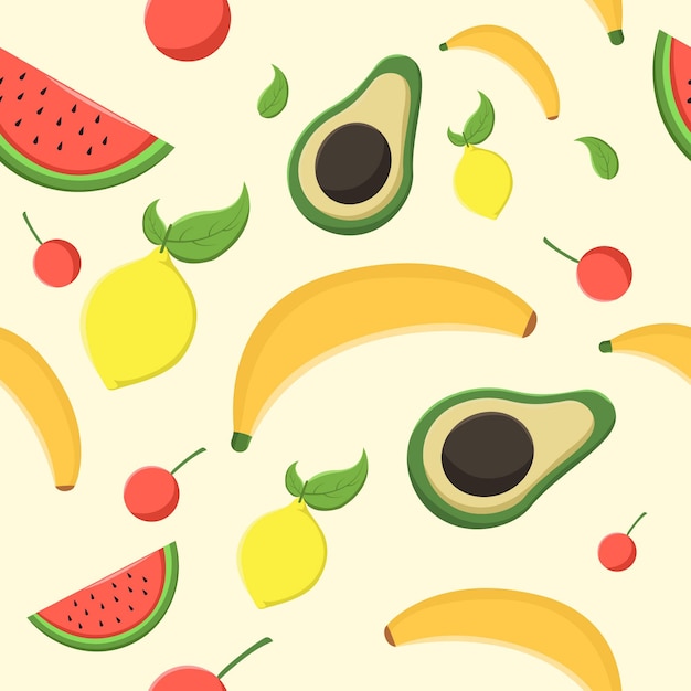 Fresh Fruits Seamless Background