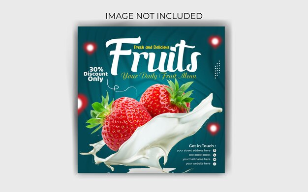 Vector fresh fruits social media post design template