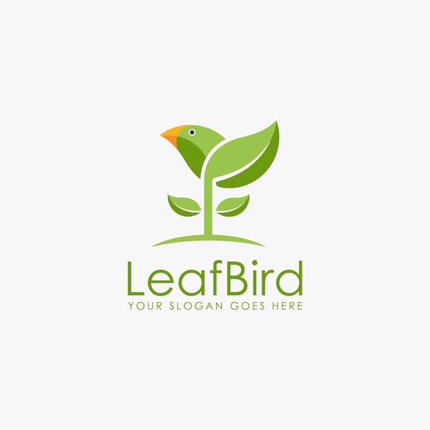 新鮮な楽しい自然葉鳥ロゴ アイコン ベクトル テンプレート白い背景の上