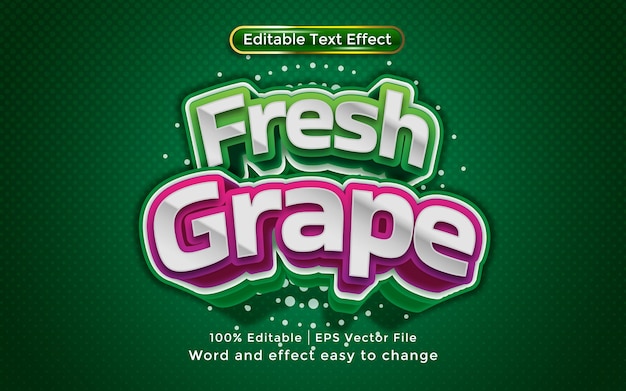Fresh Grape text, 3D style Editable Text Effect