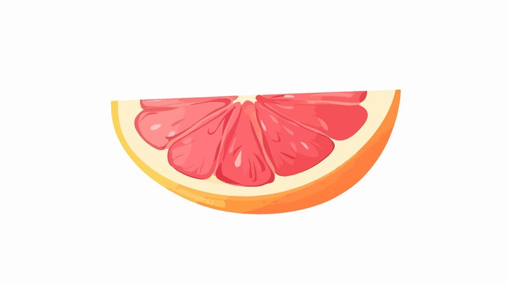 Vector fresh grapefruit half cut cartoon style healthy food image