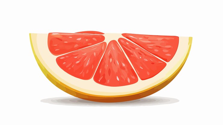 Vector fresh grapefruit half cut cartoon style healthy food image