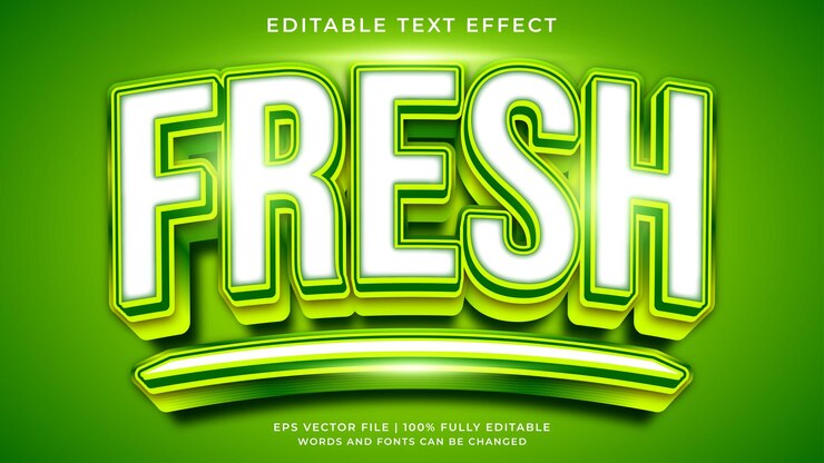Vector fresh green 3d editable text effect