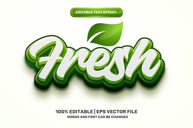 Fresh green 3d logo mock up template editable text effect style