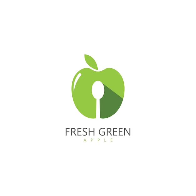 fresh green apple logo healthy food vector icon