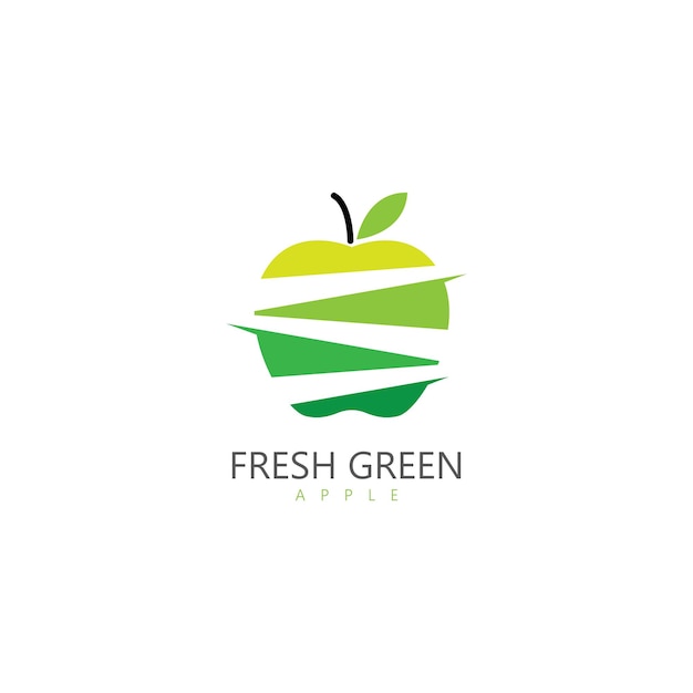 fresh green apple logo healthy food vector icon