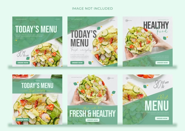 Vector fresh green culinary social media template