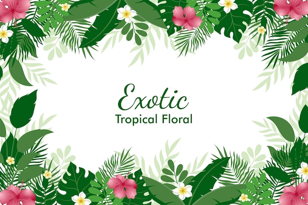 Fresh Green deliciosa tropical leaves and floral background