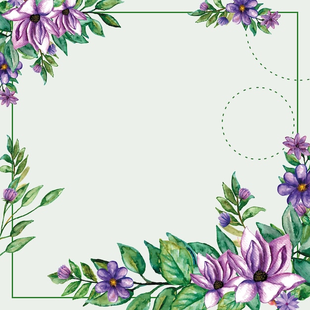 Fresh green floral border background template