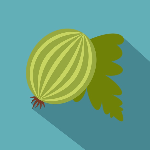 Vector fresh green gooseberry with leaves icon. flat illustration of fresh green gooseberry with leaves vector icon for web isolated on baby blue background