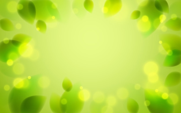 Vector fresh green leaves summer or spring blurred defocused, realistic bright vector illustration with copy space for text.