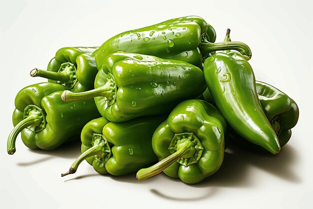 Fresh green pepper isolated on white background