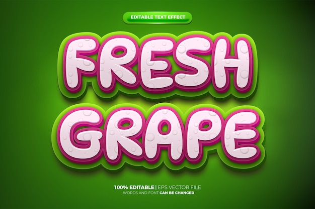 Fresh green purple grape nature bold 3D Editable text Effect Style