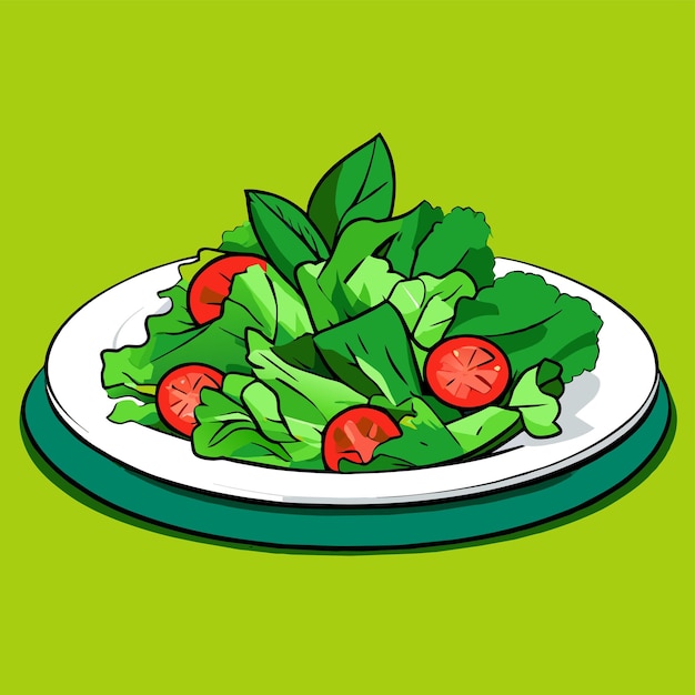 Fresh green salad on a plate vector illustration