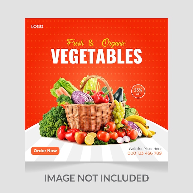 fresh grocery vegetable delivery social media post promotion template