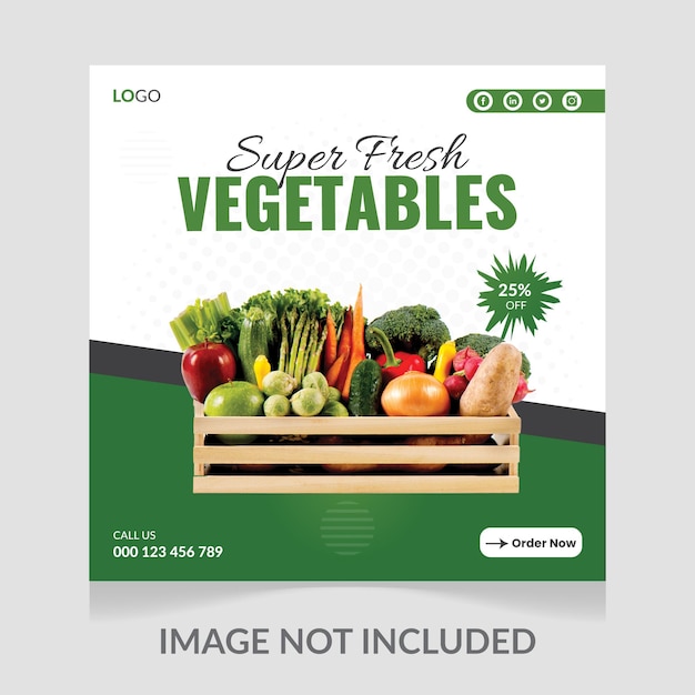 Modello di promozione post sui social media per la consegna di verdure fresche
