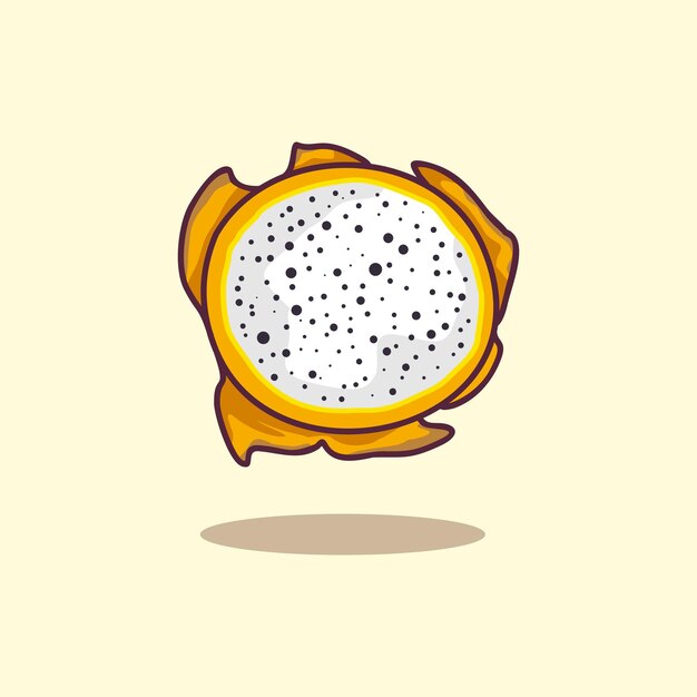 Vector fresh halved yellow fruit hand drawn cartoon illustration