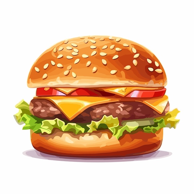 Fast food hamburger fresco con menu fast food manzo e formaggio illustrazione