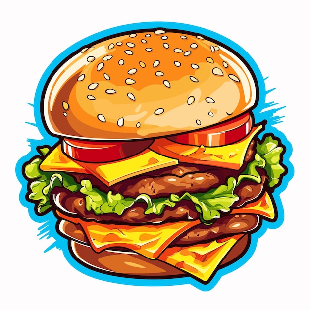 fresh hamburger fast food with beef and cheese fast food menu Illustration