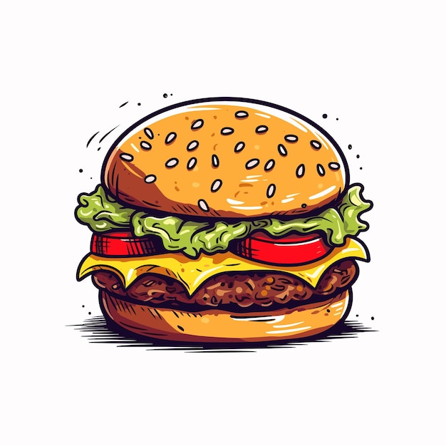 fresh hamburger fast food with beef and cheese fast food menu Illustration