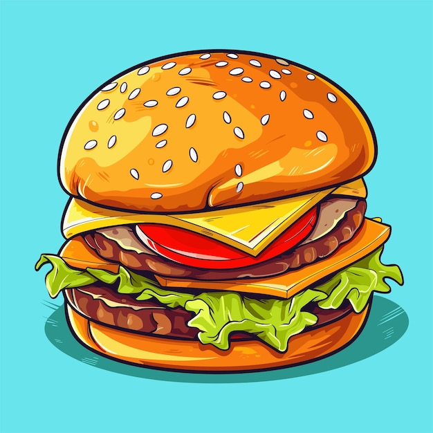 fresh hamburger fast food with beef and cheese fast food menu Illustration
