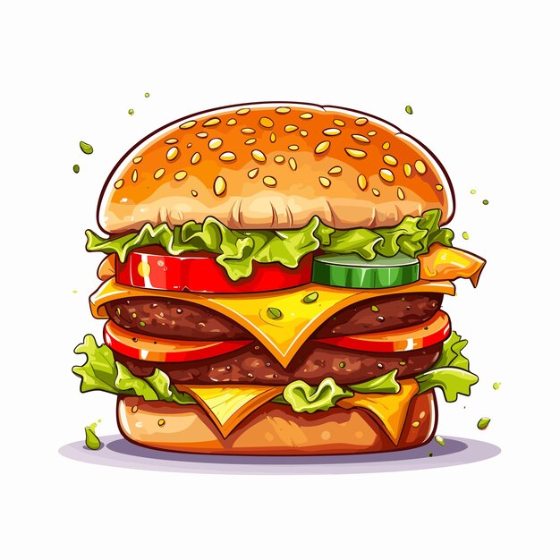 fresh hamburger fast food with beef and cheese fast food menu Illustration