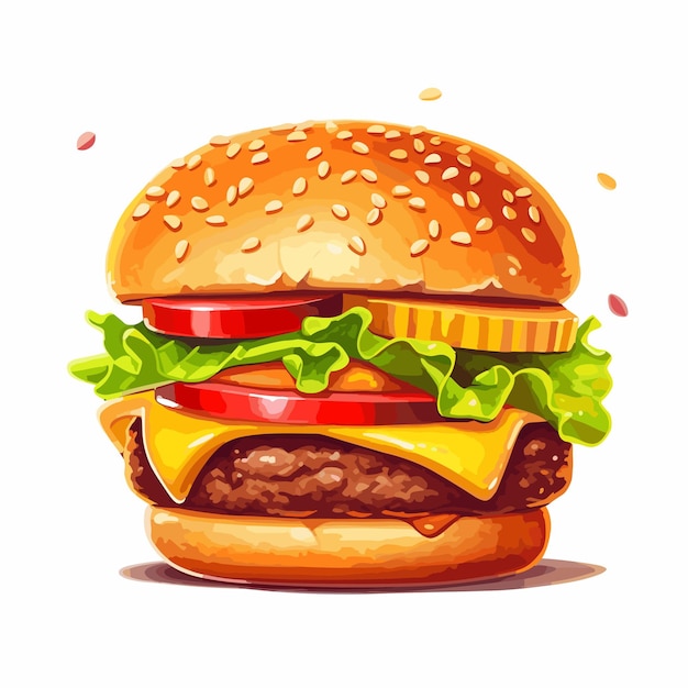 Fresh hamburger fast food with beef and cheese fast food menu illustration