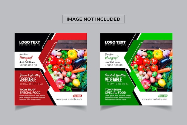 Vector fresh healthy food social media banner template