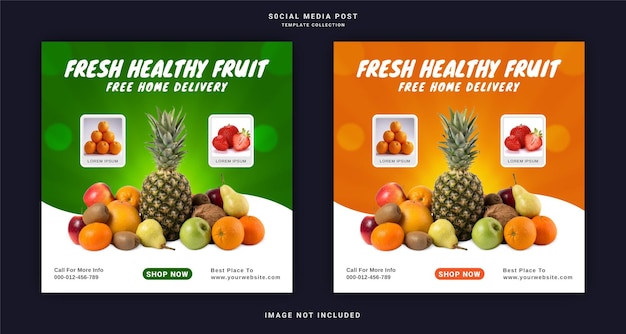 Fresh Healthy Fruit Instagram Banner Social Media Post Template