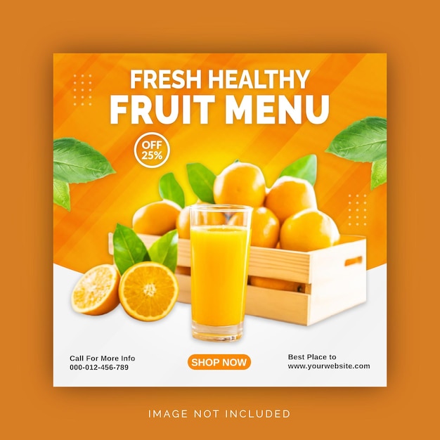 Fresh And Healthy Fruit Menu Instagram Ad Concept Banner Social Media Post Template