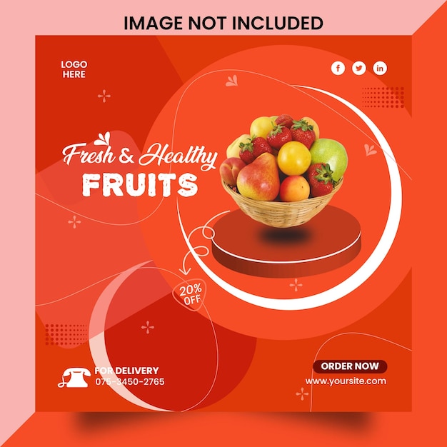 Fresh healthy fruits social media ad post template