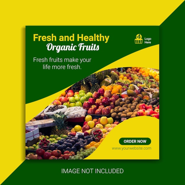 fresh and healthy organic fruits social media post and new Instagram story template design