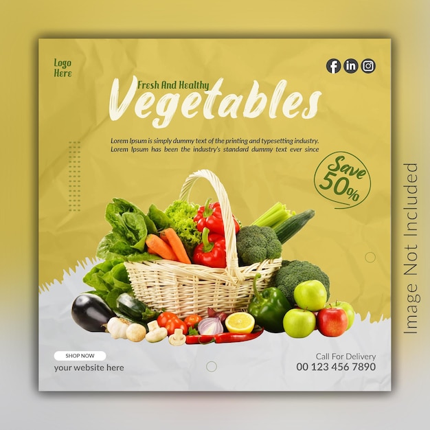 Fresh And healthy social media post instagram post banner vegetable template file layout