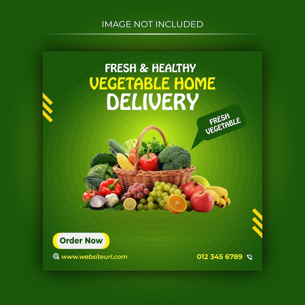 Fresh and healthy vegetable Media Post Banner Design