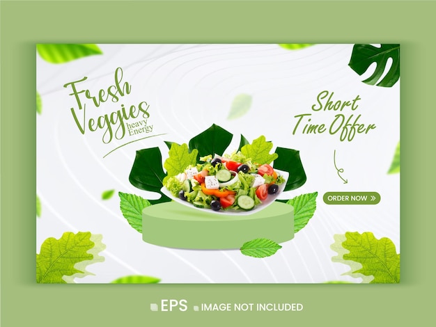 Promozione di verdure fresche e sane modello di banner web di offerta vettore premium