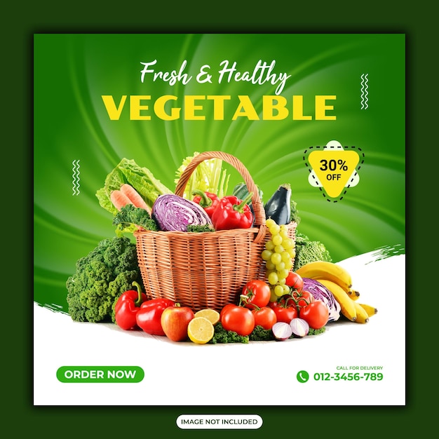 新鮮で健康的な野菜のソーシャルメディアの投稿