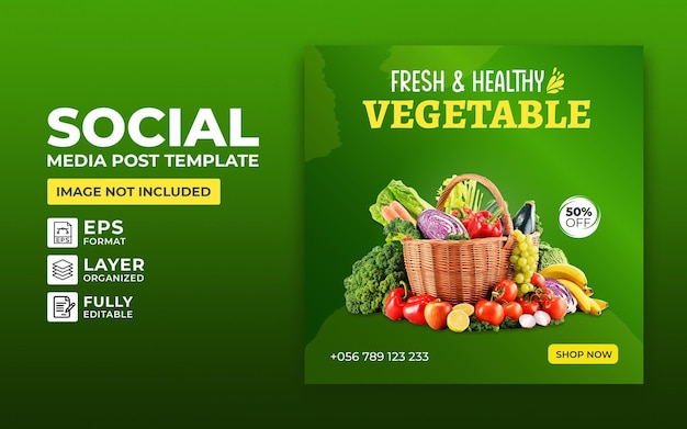 Fresh Healthy Vegetables Buy and Sell Social Media Facebook Instagram Cover Template Design